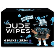 LiL DUDE Flushable Wipes, Extra Large Fragrance Free Wet Wipes, 252 Count, 6 Pack