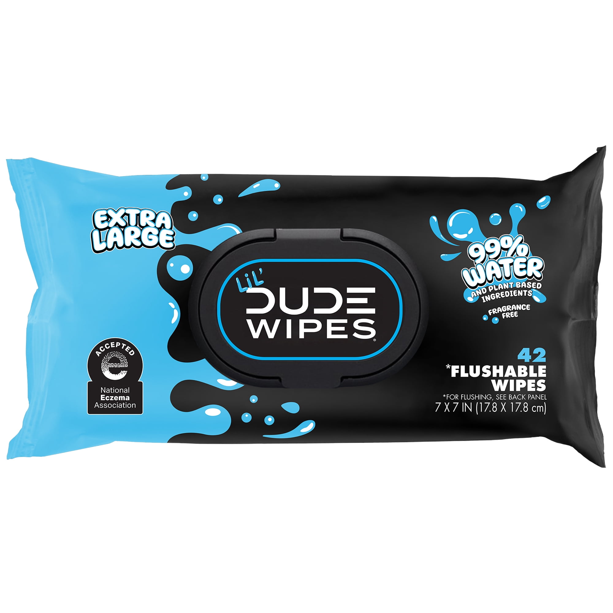 LiL' DUDE Flushable Wipes, Extra Large Fragrance Free Wet Wipes