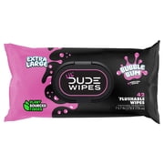 LiL DUDE Flushable Wipes, Extra Large Bubble Bum Wet Wipes, Bubble Gum Scent, 42 Count