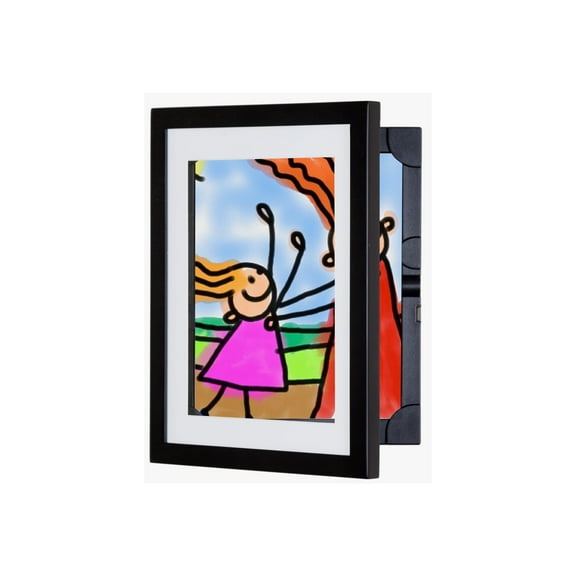 Lil Davinci Front-Open Kids Art Frame, Store up to 50 8.5 x 11 Items, Outer Dim 11.75 x 14.75, Black
