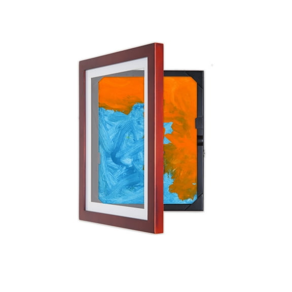 Lil Davinci Front-Open Kids Art Frame, Store up to 50 8.5 x 11 Items, Outer Dim 11.75 x 14.75, Cherry