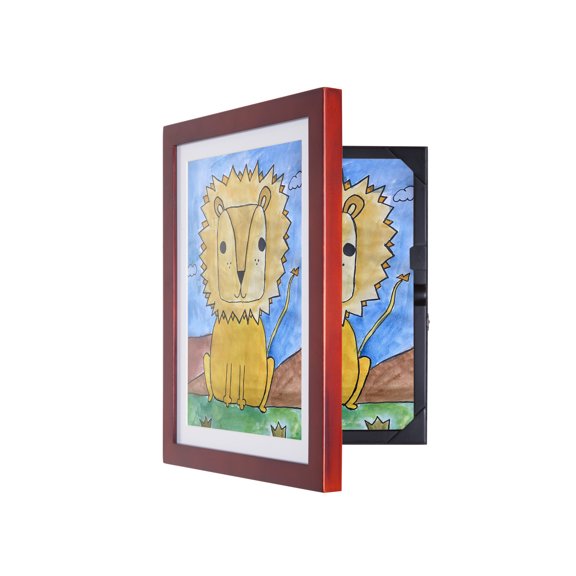 Lil Davinci Front-Open Kids Art Frame, Store up to 50 9x12 Items, Outer Dim 11.75 x 14.75, Cherry