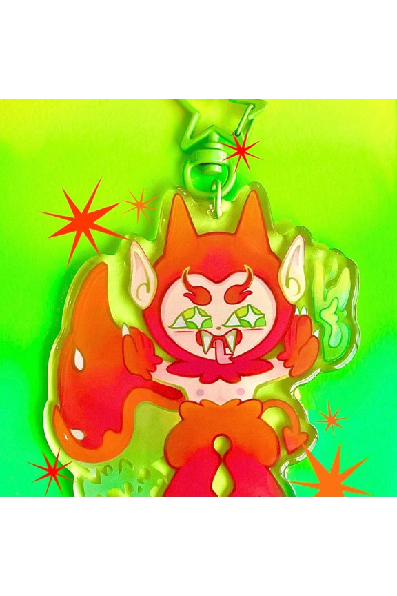 Lil Devil Cute Evil Imp Double-Sided Acrylic Keychain Chibi Gothic Bag Charm