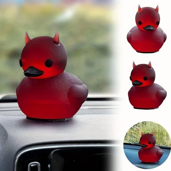 Lil' Devil Ducky Rubber Duck Figurine Resin For Home Office Car Interior Decor