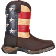 Lil Durango Big Kids Patriotic Western Boot, Brown And Union Flag, Size 6M