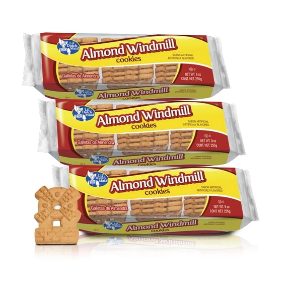 Lil Dutch Maid Almond Windmill Gingerbread Cookies | 9 oz (Pack of 3) | Crunchy Shaped Flavored Snack