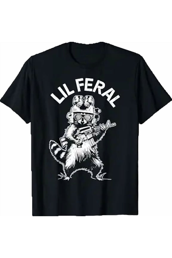 Lil Feral Funny Tactical Raccoon Military Law Enforcement T-Shirt