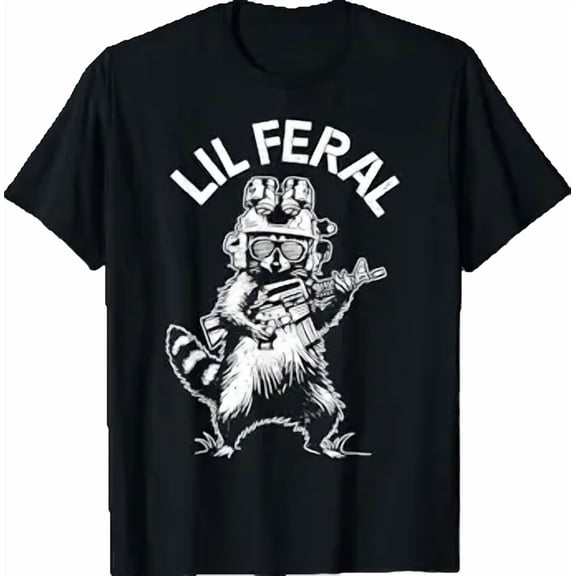 Lil Feral Funny Tactical Raccoon Military Law Enforcement T-Shirt