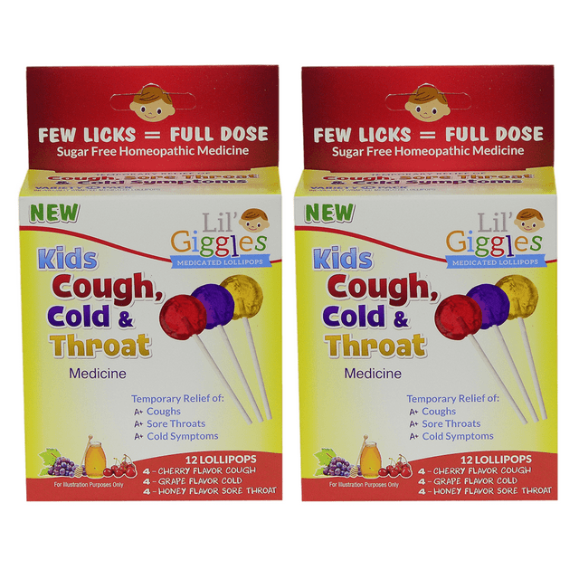 Lil' Giggles Kid's Cough, Cold & Throat Medicated Lollipops Variety