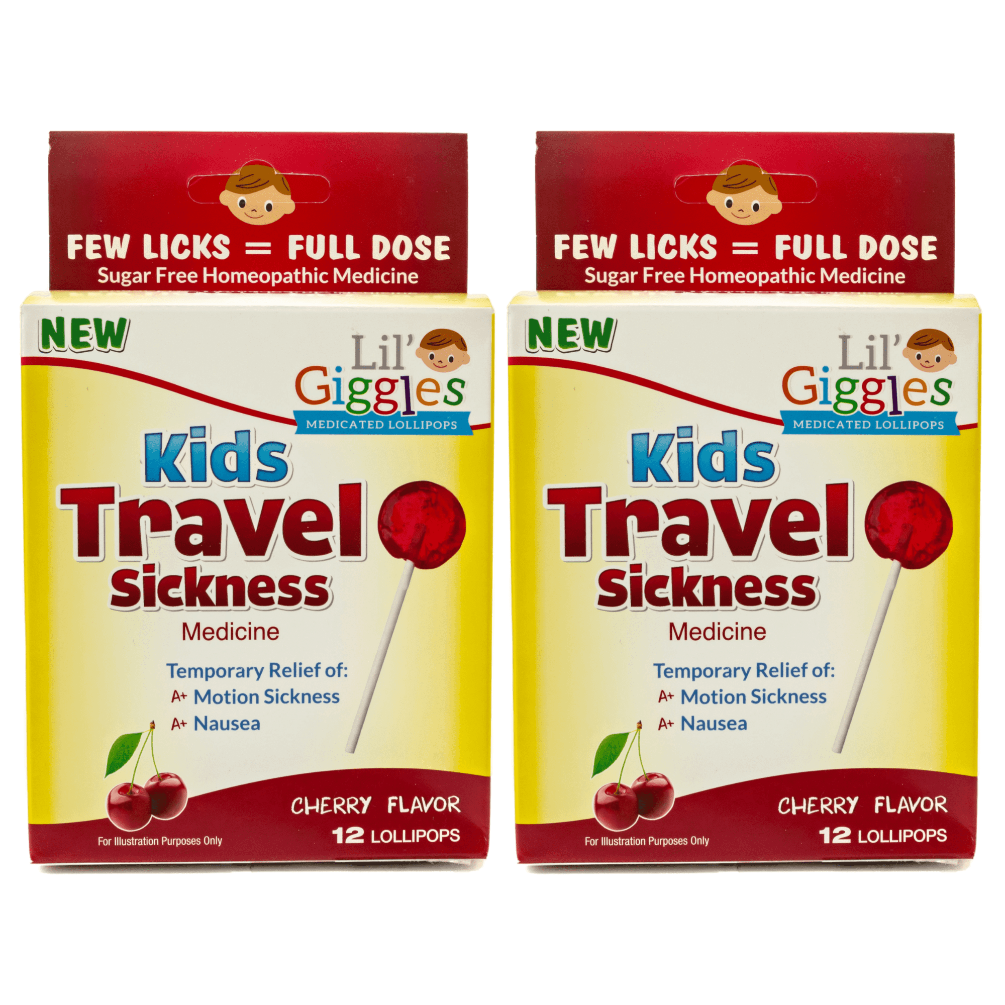 Lil' Giggles Kid's Medicated Travel Sickness Lollipops for Children