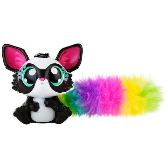 Lil’ Gleemerz Babies Black and White Color, Mini Interactive Toy with Lights, Sounds, & Plush Rainbow Tail (2.5-in body, 4.5-in tail)