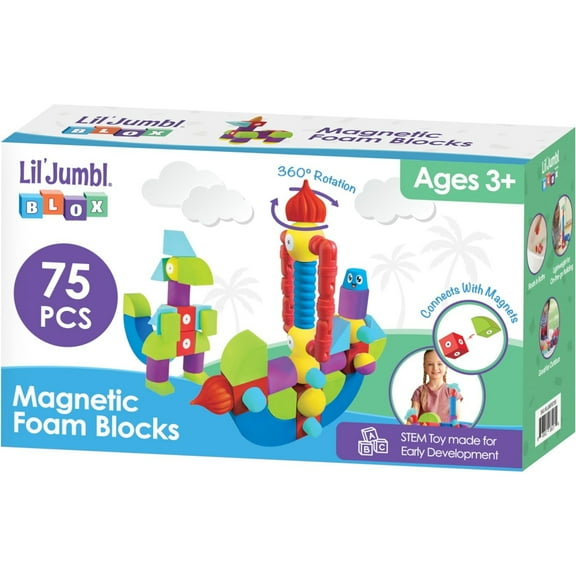Lil' Jumbl Blox 75-Piece Magnetic Building Blocks Set