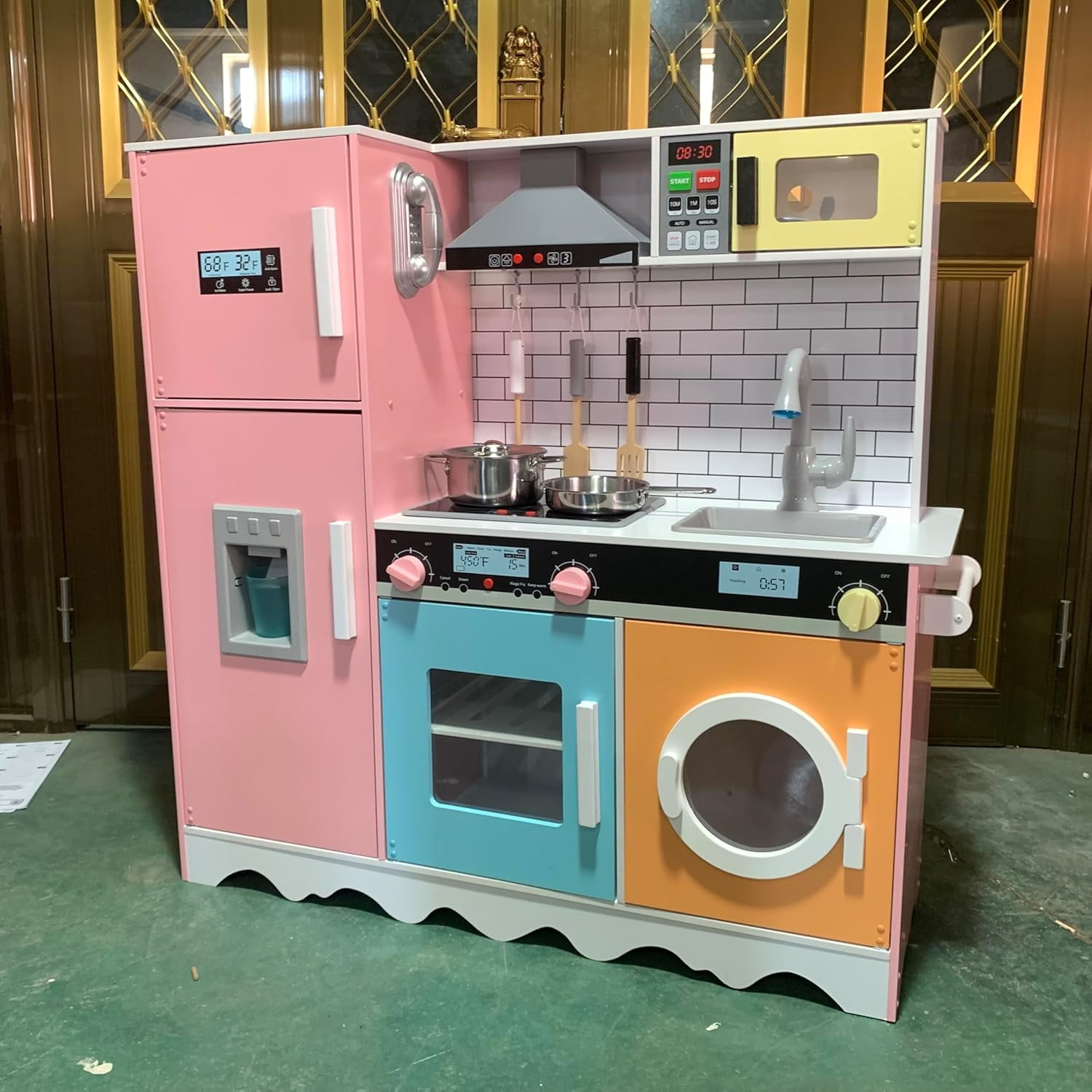 Lil' Jumbl Large Kids Kitchen Set, Wooden Pretend Play Kitchen with