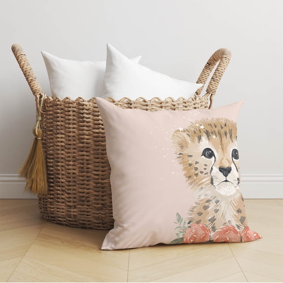 Lil Leopard Pink Throw Pillow