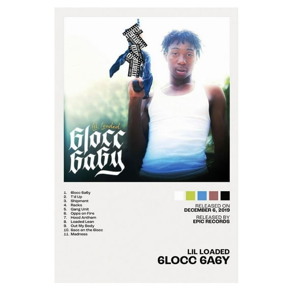 Lil Loaded 6locc 6a6y Album Cover Music Poster Rap Home Decor For Living Room Hip-Hop Aesthetic Rapper Album Wall Art Records Poster Wall Decor For Bedroom