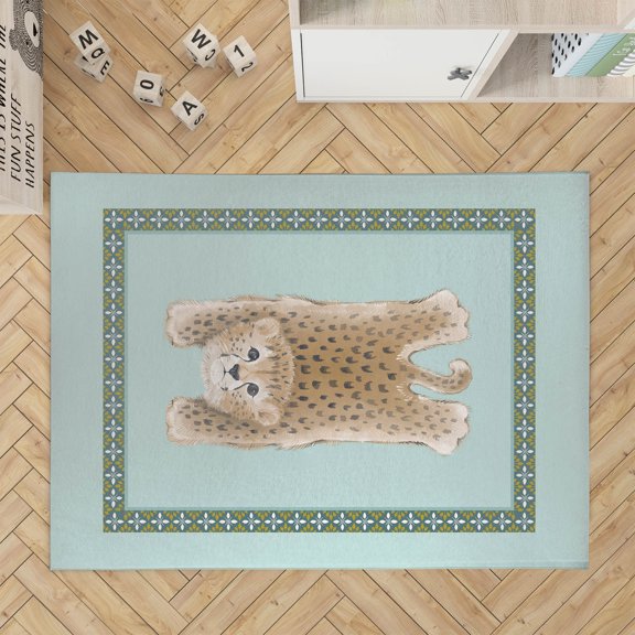 Lil Lying Leopard Blue Kids Play Mat