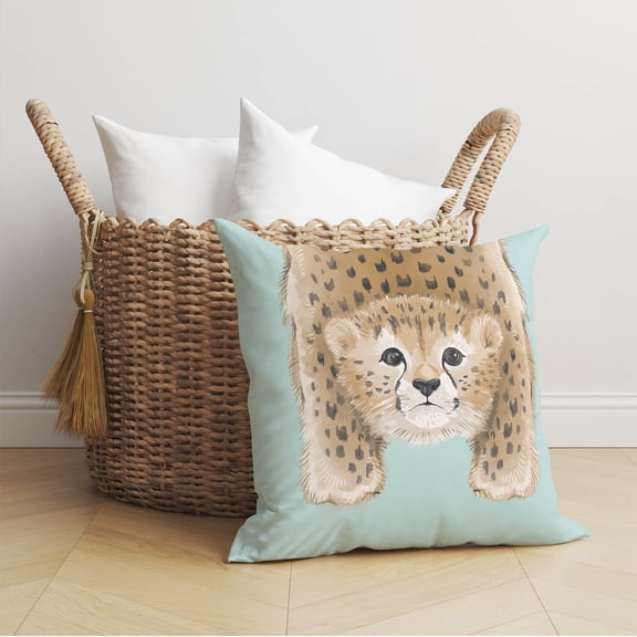 Lil Lying Leopard Blue Throw Pillow