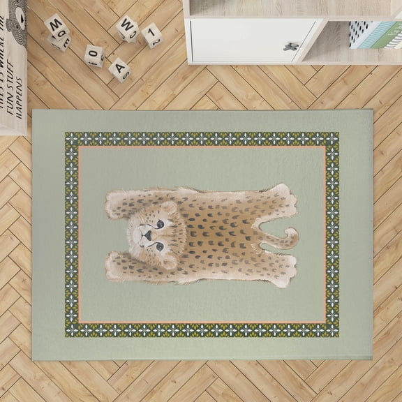 Lil Lying Leopard Green Kids Play Mat
