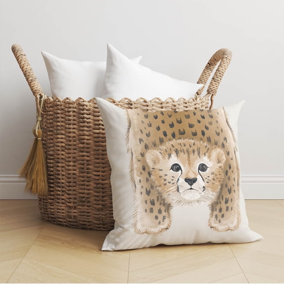 Lil Lying Leopard Ivory Throw Pillow
