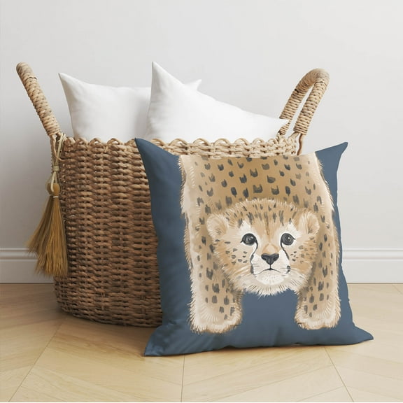 Lil Lying Leopard Slate Throw Pillow