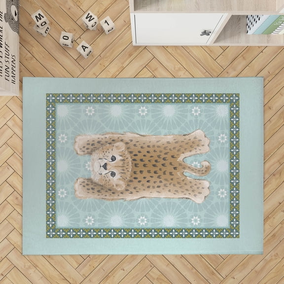 Lil Lying Leopard Tile Blue Kids Play Mat