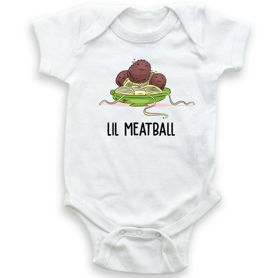 Lil Meatball - Spaghetti and Meatballs - Baby Bodysuit - Unisex Clothing - Baby Boy Girl - Cute Foodie Bodysuit