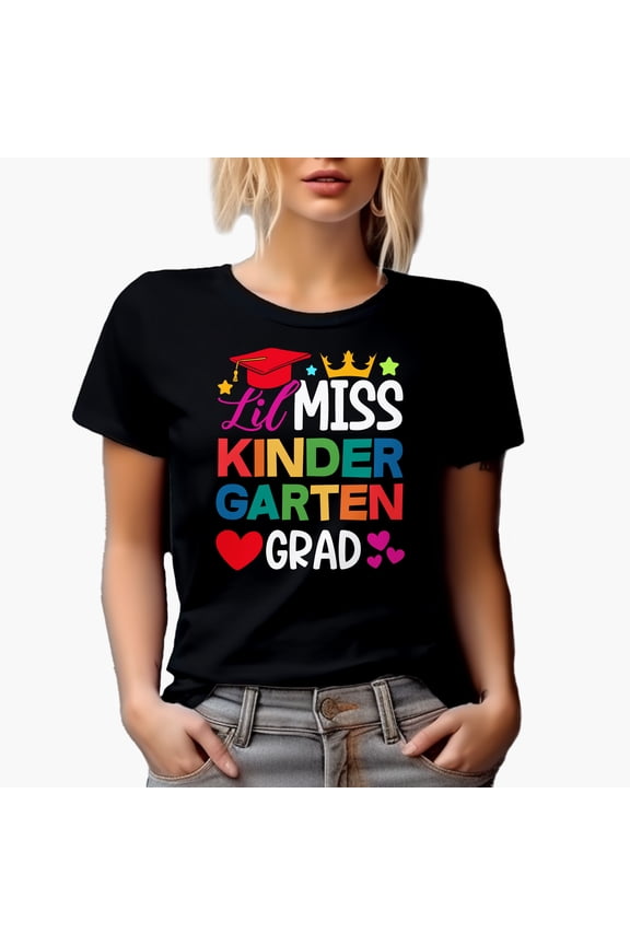 Lil Miss Kindergarten Grad, School & Graduation, Black T-Shirt, 2XL