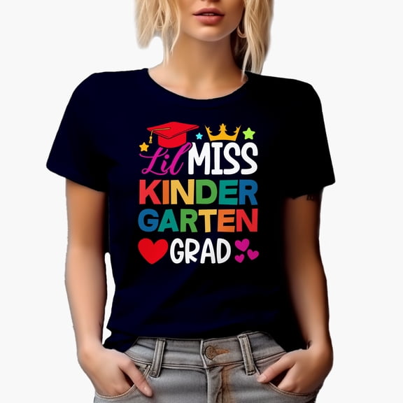 Lil Miss Kindergarten Grad, School & Graduation, Navy Blue T-Shirt, XL