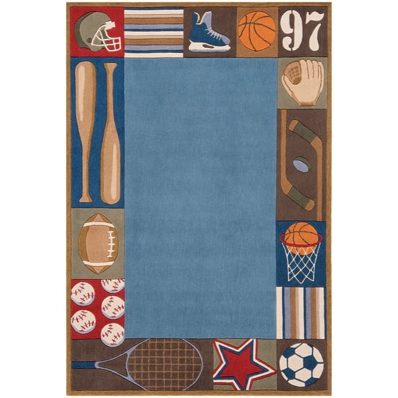 Momeni Rugs LMOJULMJ-4DNM5070 Lil Mo Whimsy Collection Area Rug, 5' X 7', Denim