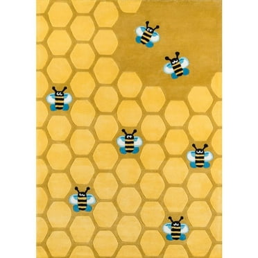 Momeni Lil Mo Whimsy Area Rug, Honeycomb Gold, 2' X 3'