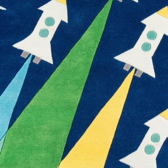 Momeni Rocket Polyester Hand Tufted Navy Area Rug 5' X 5' Round
