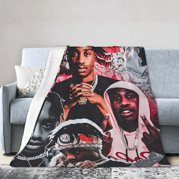 Lil Music and Tjay Throw Blankets Flannel Fleece Blankets Pattern Soft Blanket for Couch Sofa Bed 50"x40"