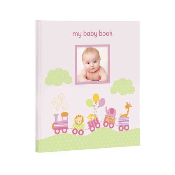 Lil Peach Animal Train Baby Memory Book, Cherish Every Precious Moment of Your Baby's First Years, Pink, Jungle Jane