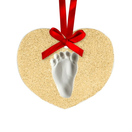 Lil Peach Baby's Print Handprint or Footprint Glitter Holiday Ornament Kit, Heart, Gold