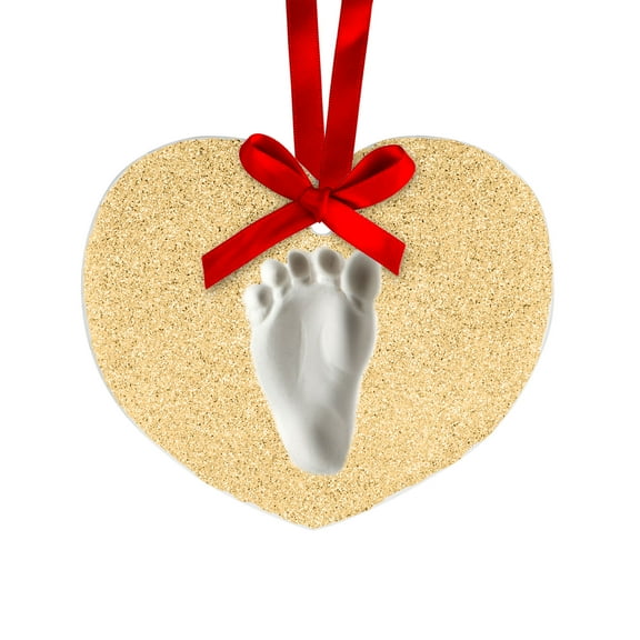 Lil Peach Baby's Print Handprint or Footprint Glitter Holiday Ornament Kit, Heart, Gold