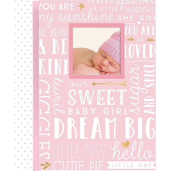 Lil' Peach Dream Big Baby Memory Book, Pink Guided First 5 Years Baby Journal and Photo Album with 46 Acid-Free Fill-In Pages