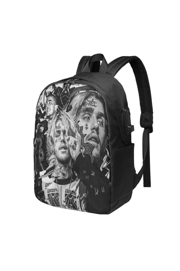 Lil Peep Backpack Fashion Travel Backpack Laptop Backpack 17 Inch External Usb Interface Headphone Line Interface