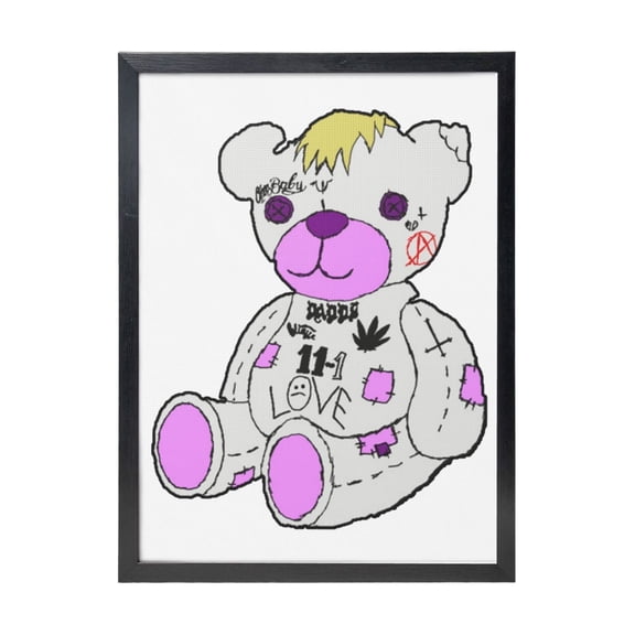 Lil Peep Bear Black Framed Canvas Wall Art Fashion Decor, 12x16in Wall Decor For Living Room, Bedroom, Office