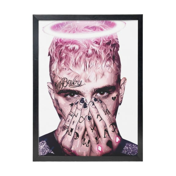 Lil Peep Black Framed Canvas Wall Art Fashion Decor, 12x16in Wall Decor For Living Room, Bedroom, Office