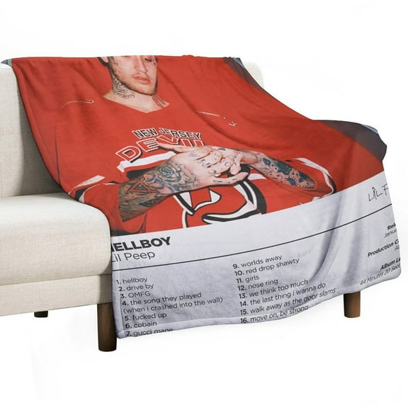 Lil Peep - Hellboy Album Poster Music Gifts  Poster Gifts  Music Decor  Tracklist Poster Luxury Flannel Blanket - Super Soft Anti-Static Plush Warm Blanket for Sofa Bed - Extra Large Cozy Blanket for