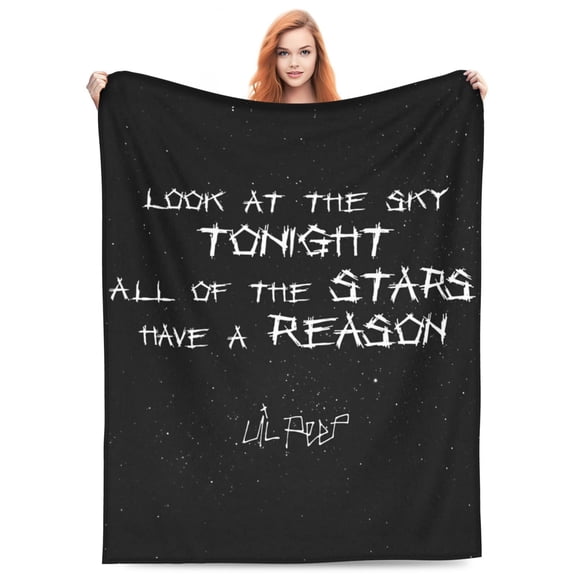 Lil Peep Star Shopping Lyrics Starry Background Flannel Blanket Funny Ultra-Soft Micro Warm Throw Blanket Fleece Blanket Interesting Gift 40"X30"