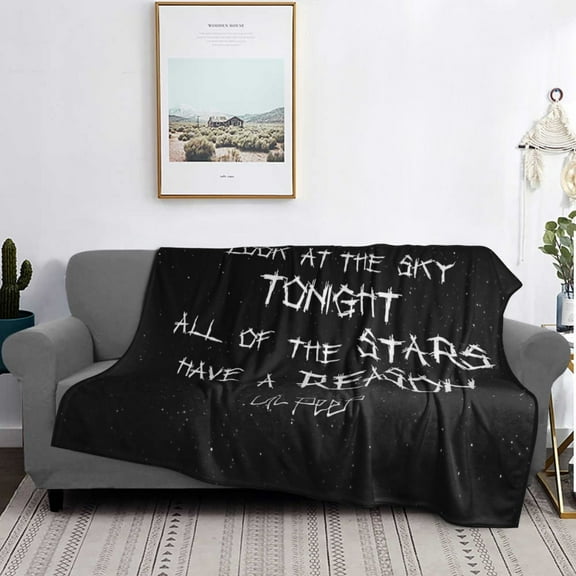 Lil Peep Star Shopping Lyrics Starry Background Flannel Blanket Funny Ultra-Soft Micro Warm Throw Blanket Fleece Blanket Interesting Gift 60"X50"
