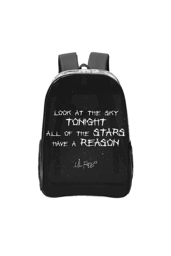 Lil Peep Star Shopping Lyrics Starry Background Transparent Backpack Fashion Travel Backpack Laptop Backpack 16ch