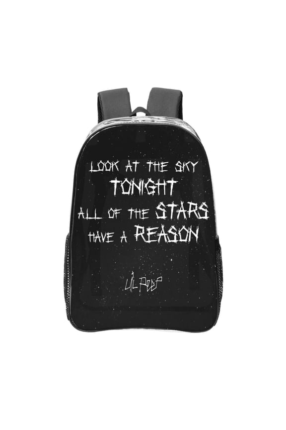 Lil Peep Star Shopping Lyrics Starry Background Transparent Backpack Fashion Travel Backpack Laptop Backpack 16ch