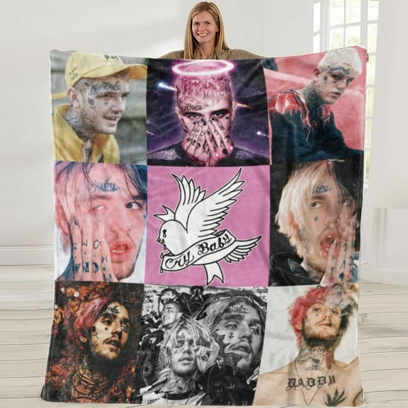 Lil Peep Throw Blanket Birthday Gift for Women Flannel Music Fan Lover Present 50X60
