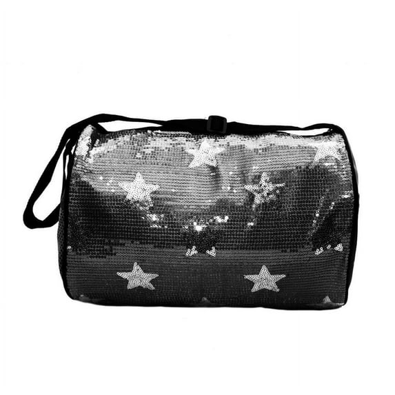 Lil Princess Girls Nylon Dance Duffel Bag With Sequin Stars, Black