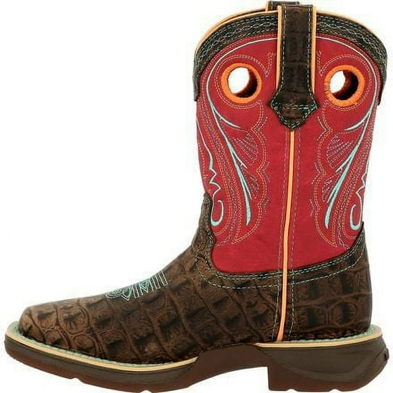 Lil Rebel™ by Durango Big Kids' Western Boot Gator Emboss/Electric Red - DBT0233Y