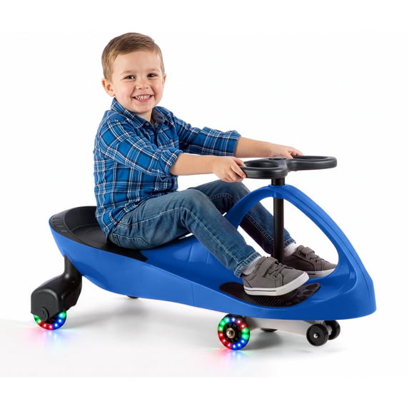 Lil’ Rider Wiggle Car for Kids with LED Wheels- Swing Car Ride on Toys for Ages 3+, Blue