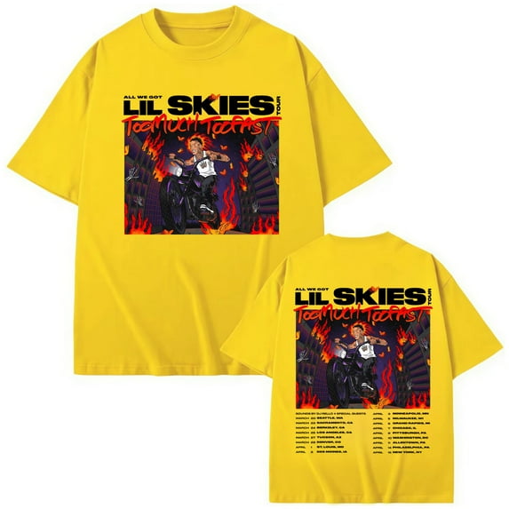 Lil Skies 2025 Too Much Too Fast Tour Merch Unisex Oversized Cotton Graphic Short Sleeve T-Shirt - Retro Hip Hop Casual Streetwear