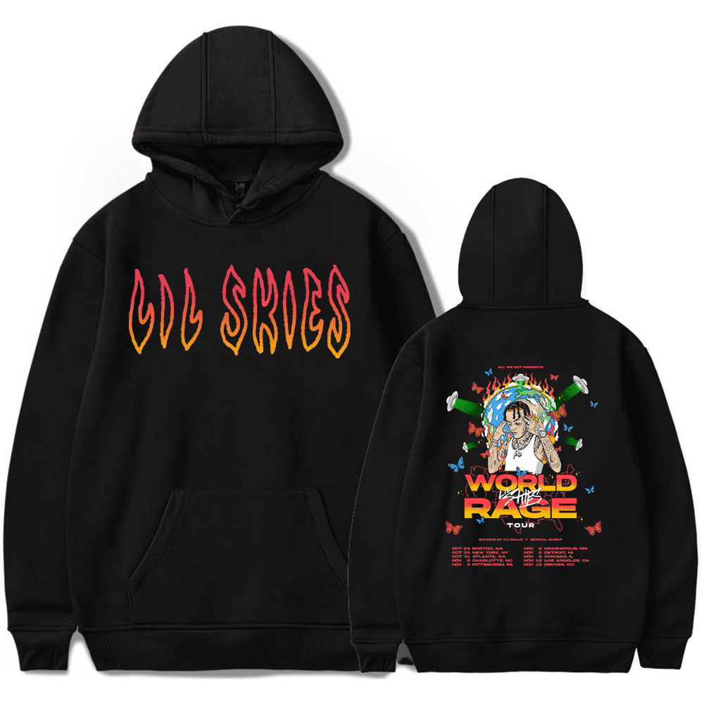 Lil Skies 2023 World Rage Tour Merch Hoodie Unisex Pullover Sweatshirt in Kosovo at 97 Rating 5